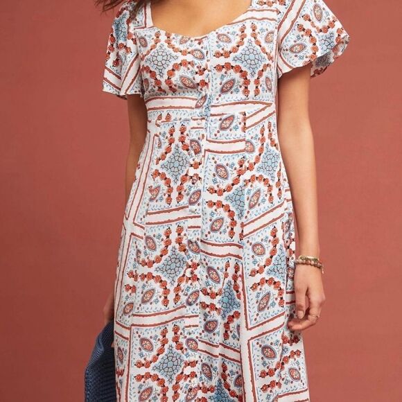 Maeve Anthropology praslin lion button down dress O midi dress - Picture 1 of 11